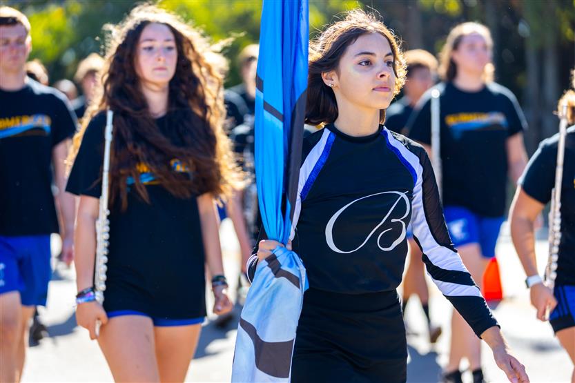 Brentwood High's homecoming parade includes the color guard